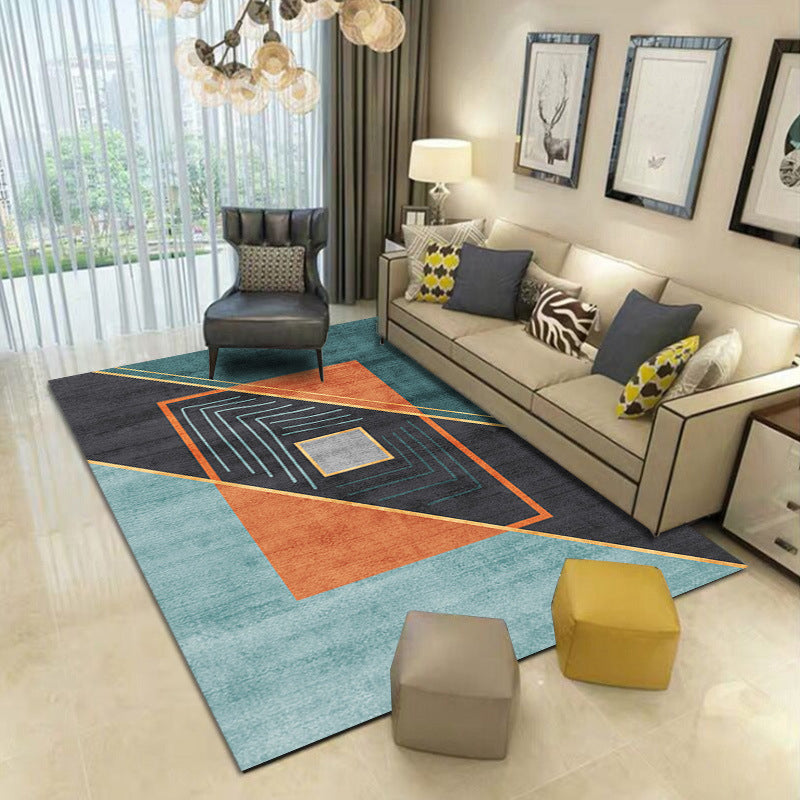 Orange Modern Rug Polyester Graphic Rug Non-Slip Backing Rug for Home Decor