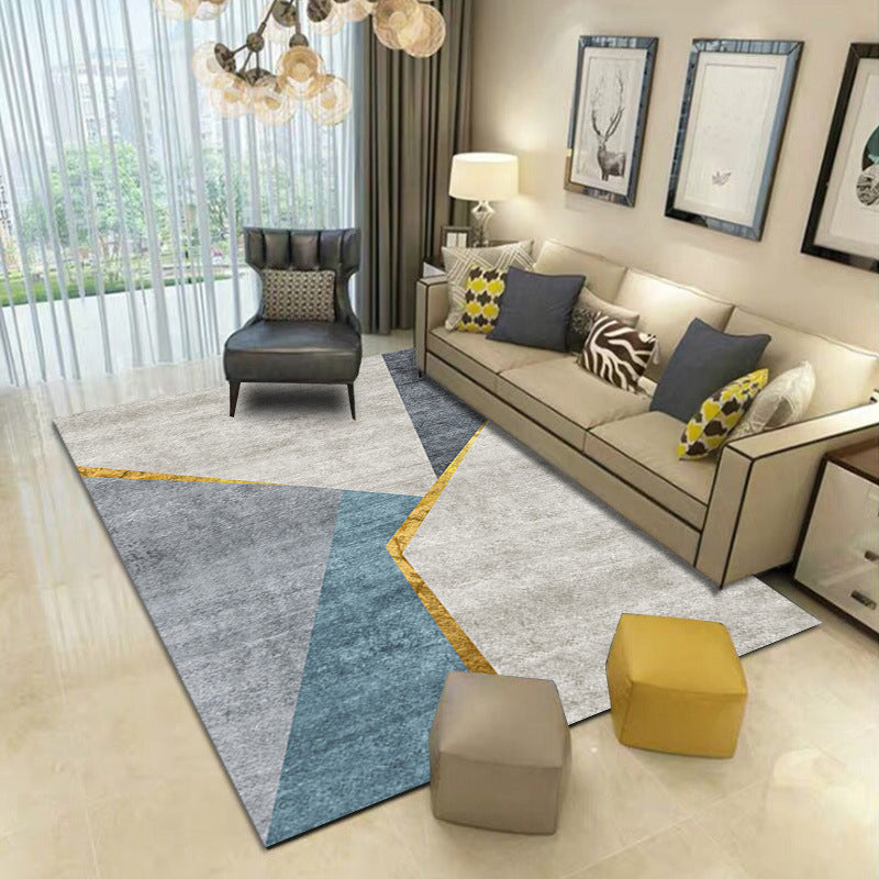 Grey Modern Carpet Polyester Graphic Carpet Washable Carpet for Home Decoration