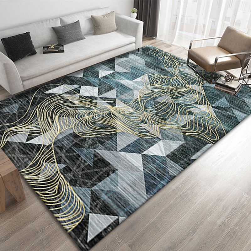 Contemporary Flowing Swirls Print Carpet Polyester Rug Stain Resistant Area Rug for Home Decoration