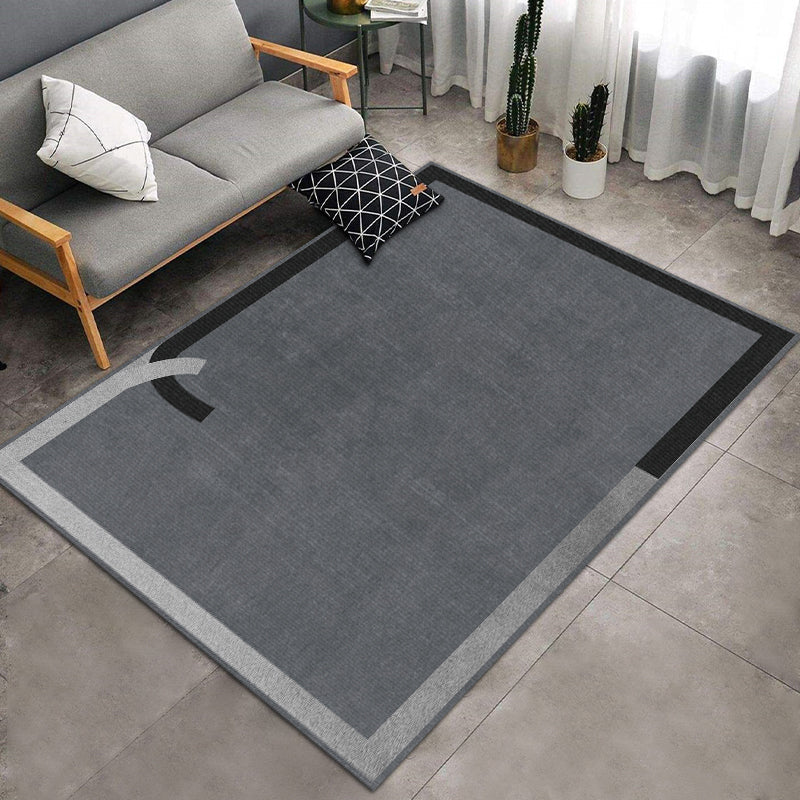 Grey Modern Area Carpet Geometric Pattern Polyester Area Rug Stain Resistant Rug for Home Decor