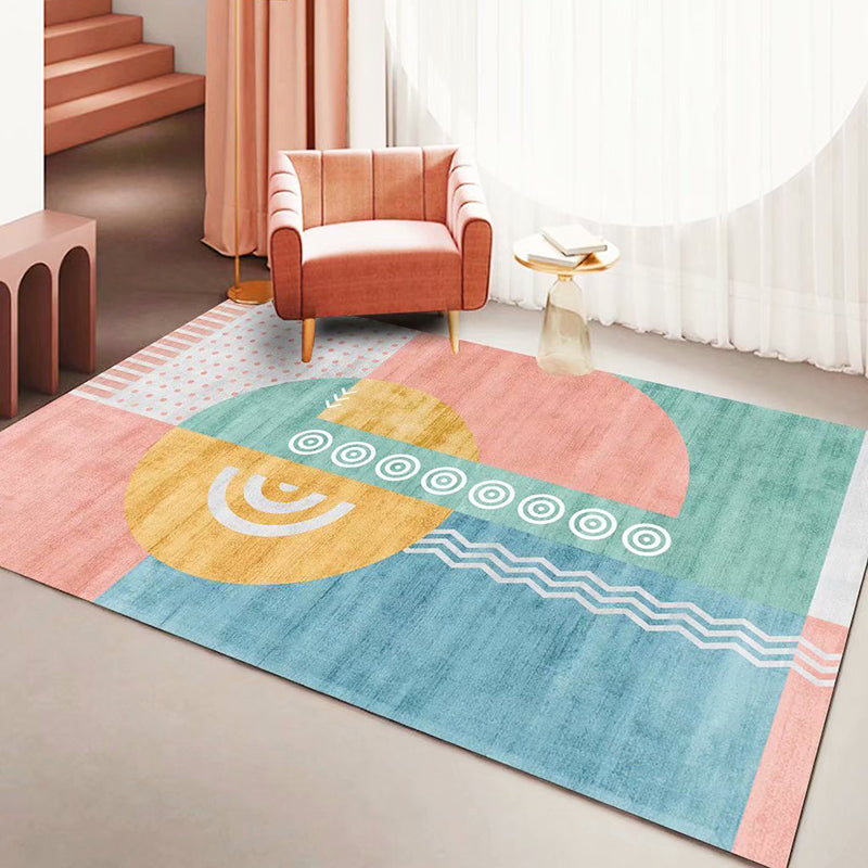 Gold Nordic Indoor Rug Polyester Striped Rug Stain Resistant Rug for Living Room