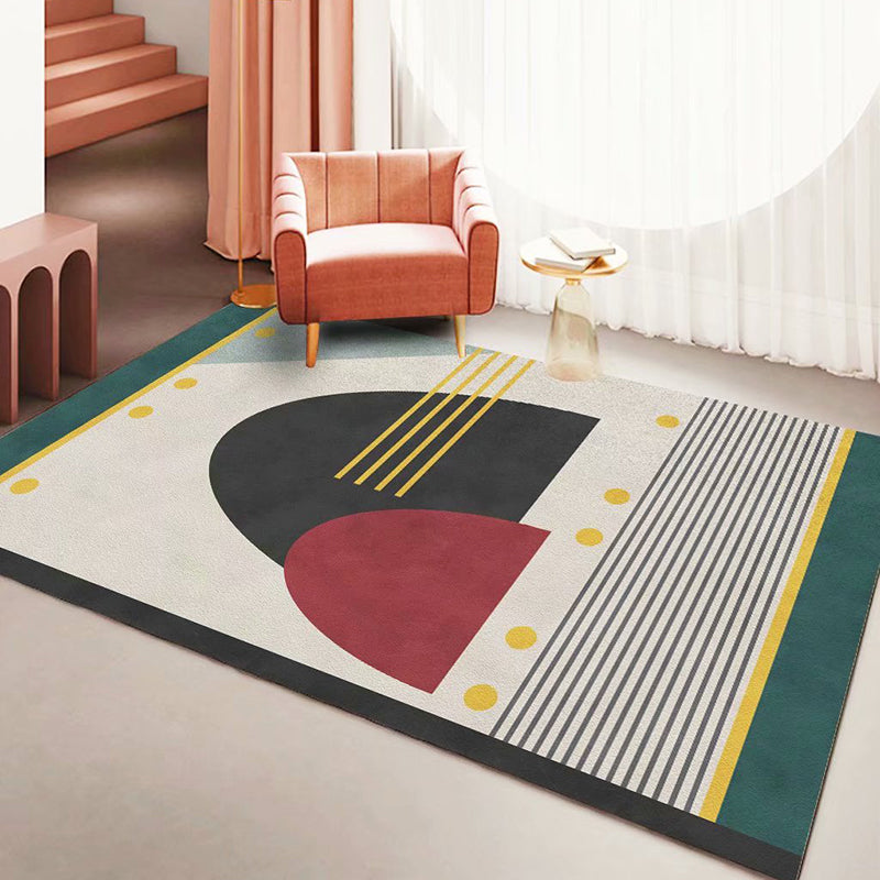 Black Simple Carpet Polyester Striped Carpet Non-Slip Backing Carpet for Living Room