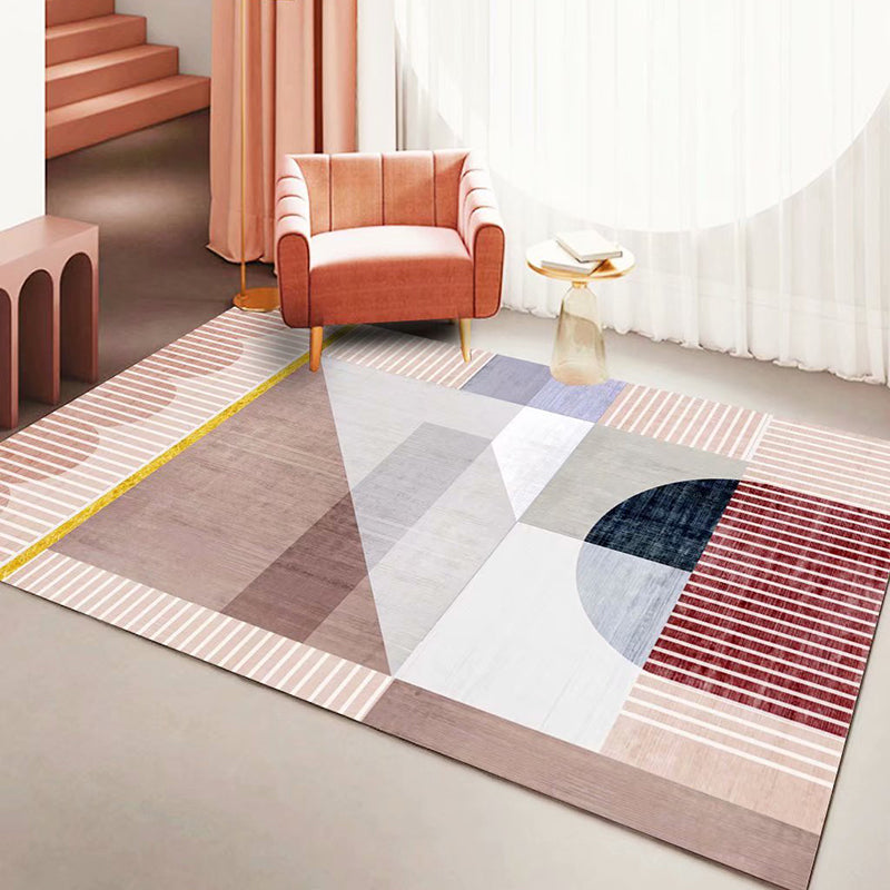 Black Simple Carpet Polyester Striped Carpet Non-Slip Backing Carpet for Living Room