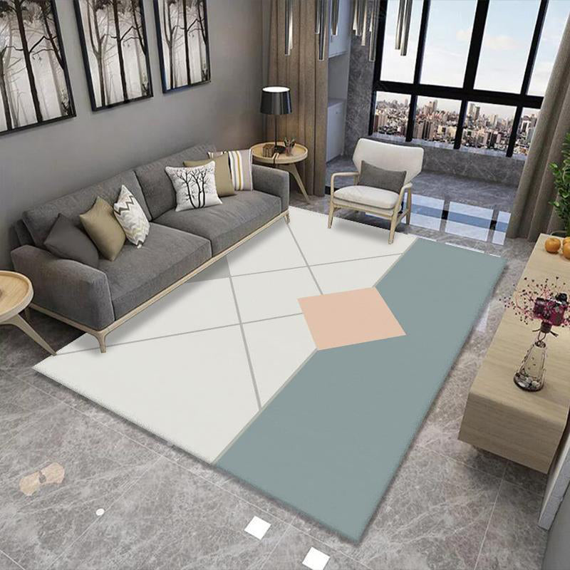Simple Geometric Area Rug Minimalist Indoor Rug Washable Polyester Carpet with Non-Slip Backing
