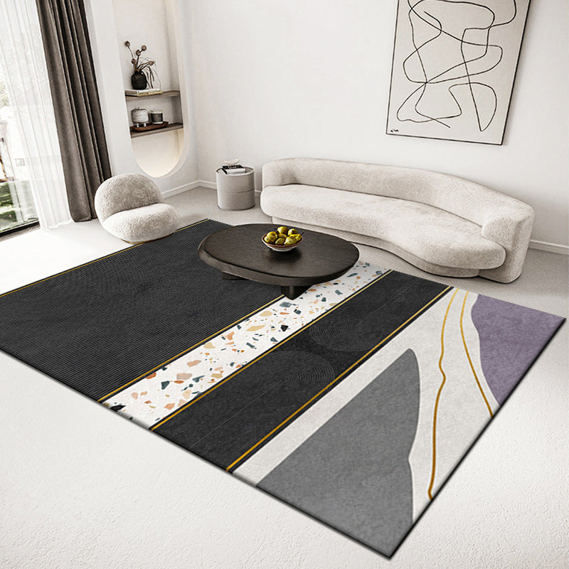 Light Modern Carpet Polyester Color Block Carpet Stain Resistant Carpet for Living Room