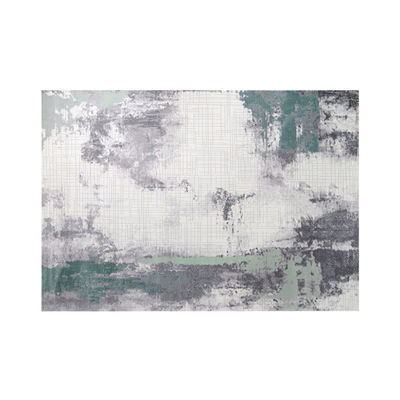 Green Modern Area Carpet Abstract Pattern Polyester Area Rug Stain Resistant Rug for Living Room