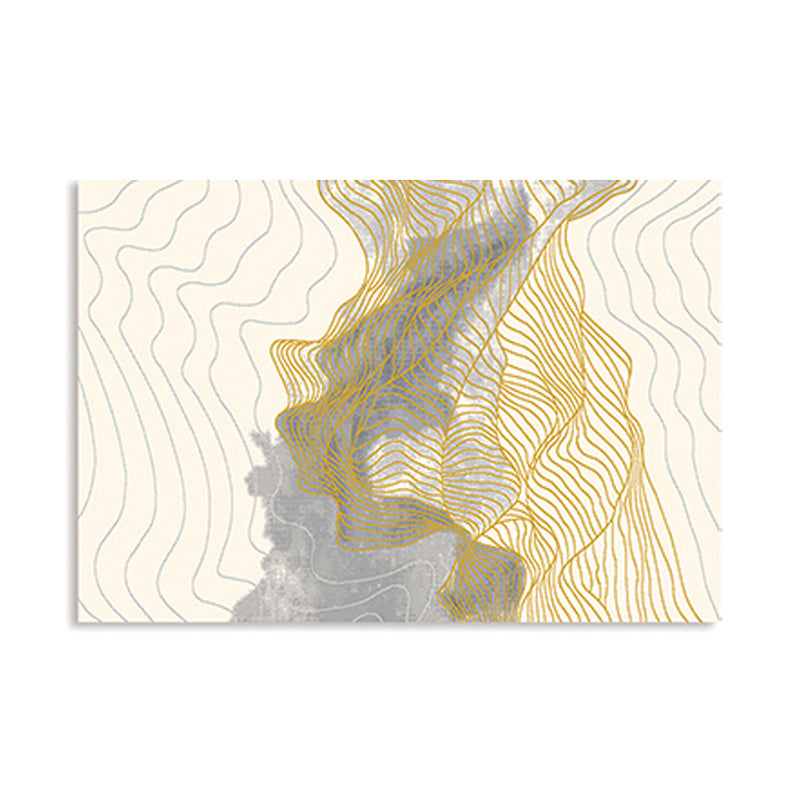 Blue Abstract Pattern Area Carpet Modern Polyester Area Rug Stain Resistant Rug for Living Room