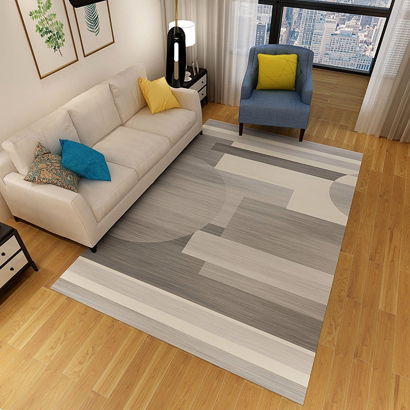Brown Modern Area Rug Polyester Geometric Rug Washable Rug for Living Room