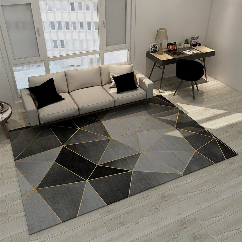 Fancy Indoor Rug Classic Geometric Pattern Rug Living Room Polyster Carpet with Non-Slip Backing