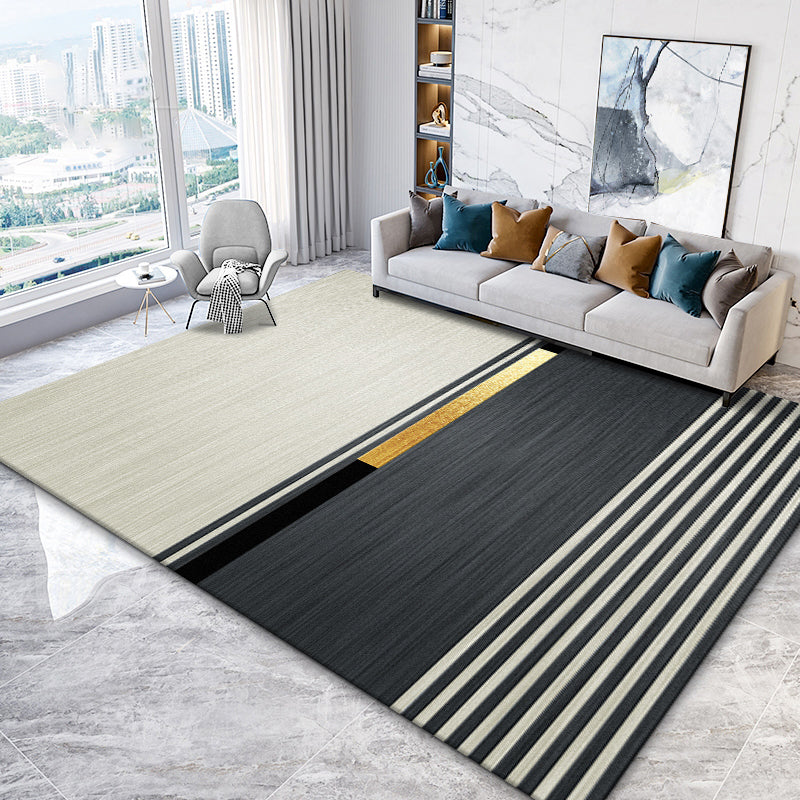 Stylish Modern Area Carpet Geometric Pattern Polyester Area Rug Anti-Slip Washable Rug for Bedroom