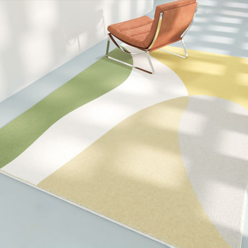 Simple Modern Rug Yellow Color Block Rug Non-Slip Backing Rug for Home Decor