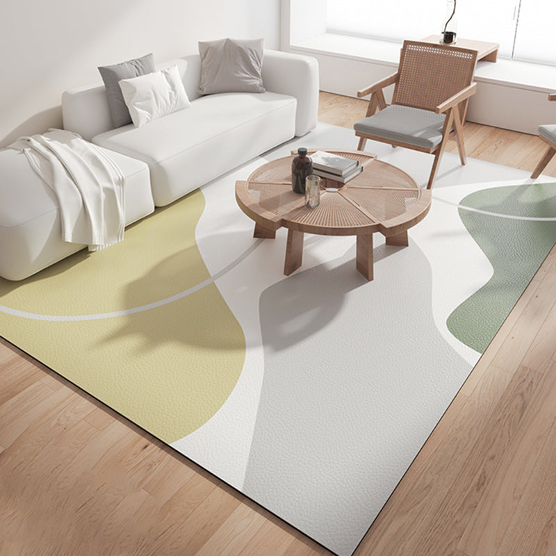 Simple Modern Rug Yellow Color Block Rug Non-Slip Backing Rug for Home Decor