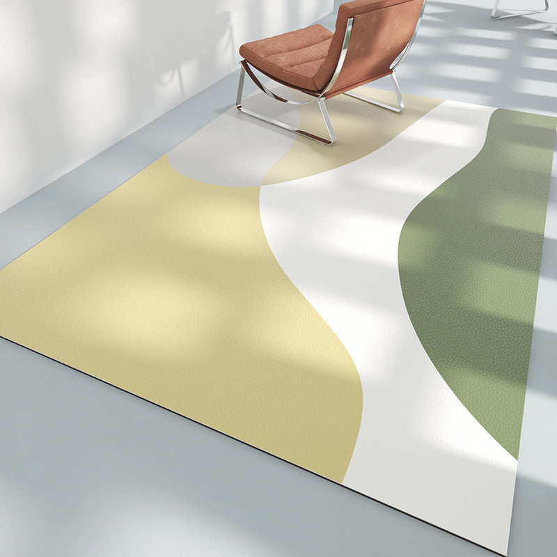 Simple Modern Rug Yellow Color Block Rug Non-Slip Backing Rug for Home Decor