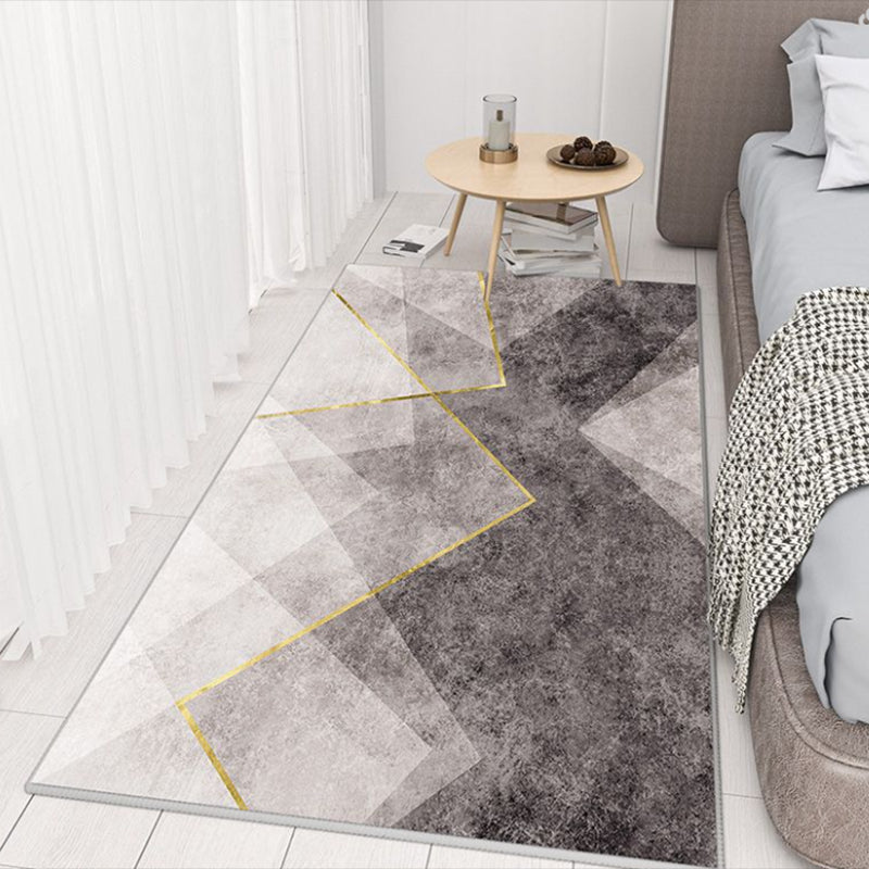 Grey Contemporary Rug Polyester Graphic Rug Non-Slip Backing Rug for Home Decor