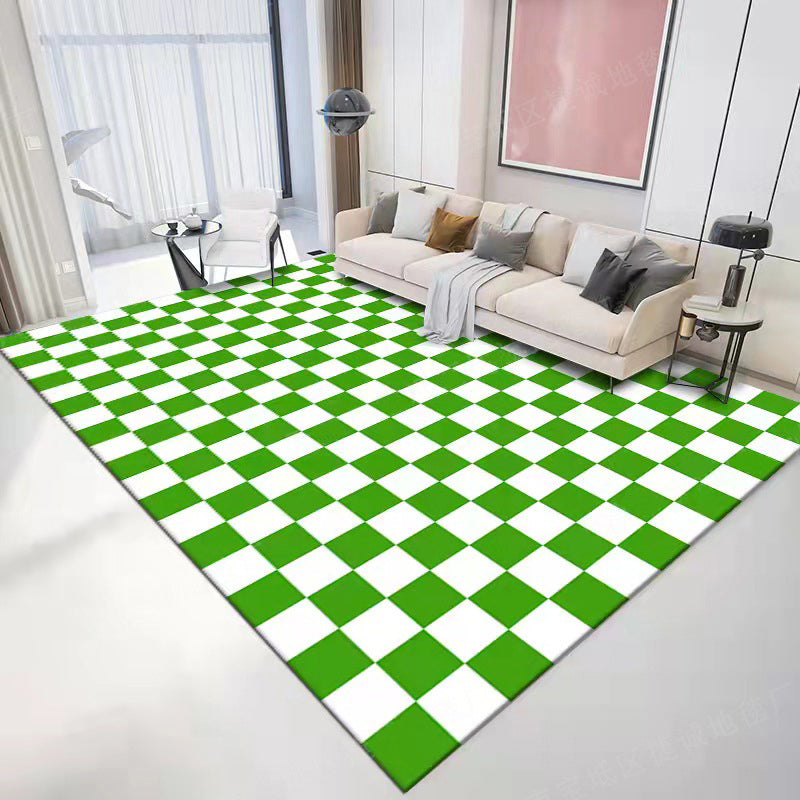 Relaxing Checkered Print Carpet Polyester Area Rug Stain Resistant Indoor Carpet for Living Room