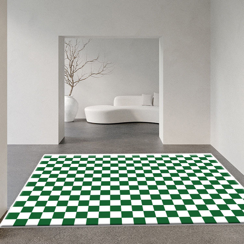 Minimalist Plaid Printed Rug Polyester Area Carpet Non-Slip Backing Indoor Rug for Home Decoration