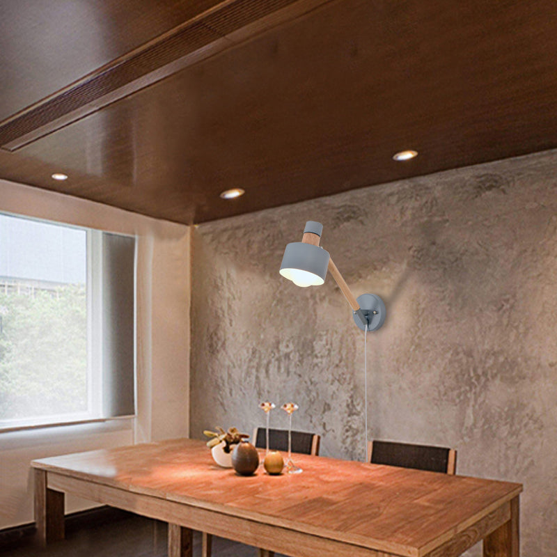 5.5"/6"/7" W Armed Wall Sconce Minimalism Metal 1 Head Wall Mounted Lighting in Grey for Living Room