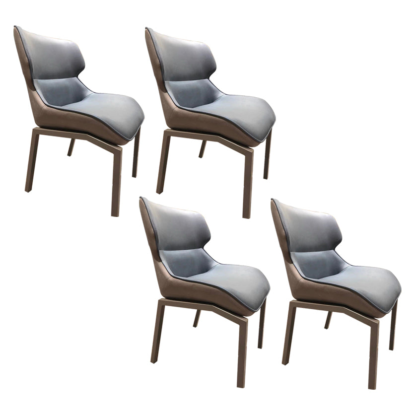 Glam Style Metal Chairs Set Solid Back Side Kitchen Dining Room Chairs