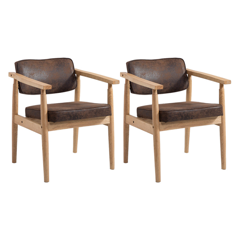 Country Style Dining Arm Chairs Open Back Leather Upholstered Armchair