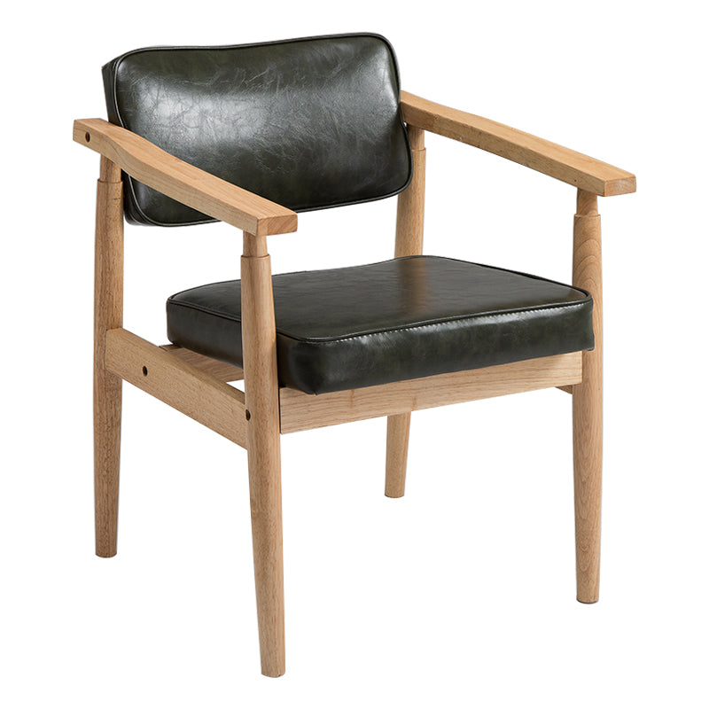 Country Style Dining Arm Chairs Open Back Leather Upholstered Armchair