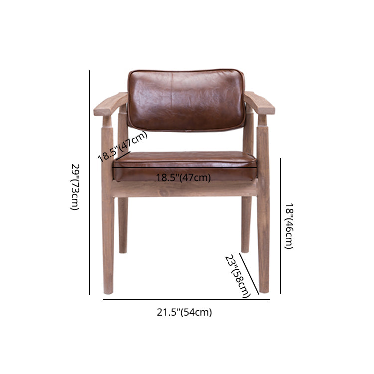 Country Style Dining Arm Chairs Open Back Leather Upholstered Armchair