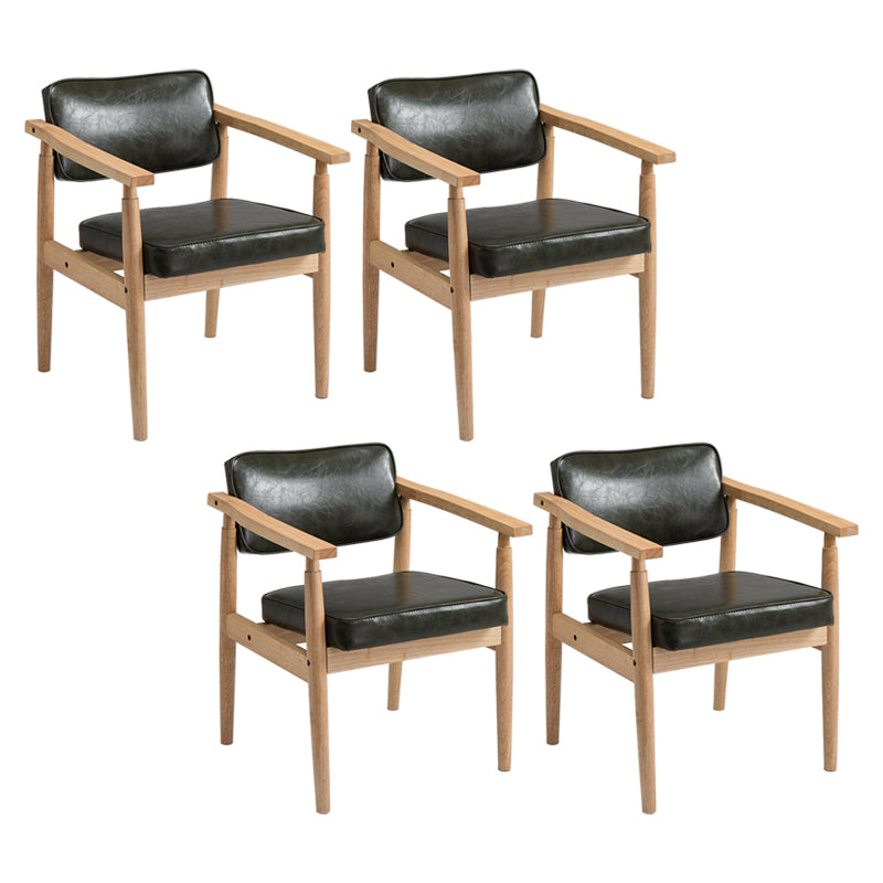 Country Style Dining Arm Chairs Open Back Leather Upholstered Armchair