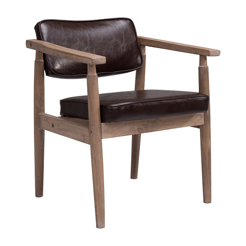 Country Style Dining Arm Chairs Open Back Leather Upholstered Armchair