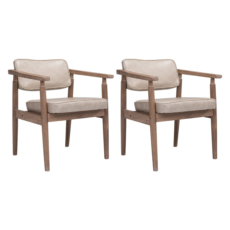 Country Style Dining Arm Chairs Open Back Leather Upholstered Armchair