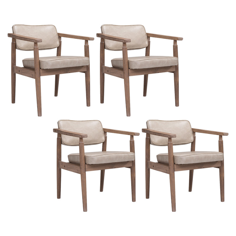 Country Style Dining Arm Chairs Open Back Leather Upholstered Armchair