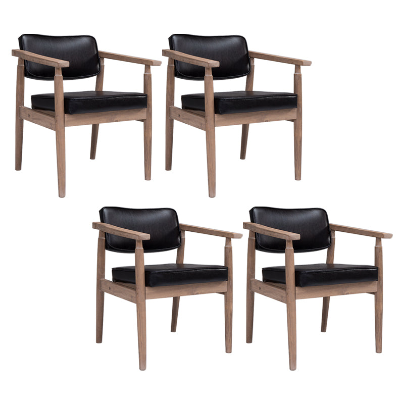 Country Style Dining Arm Chairs Open Back Leather Upholstered Armchair
