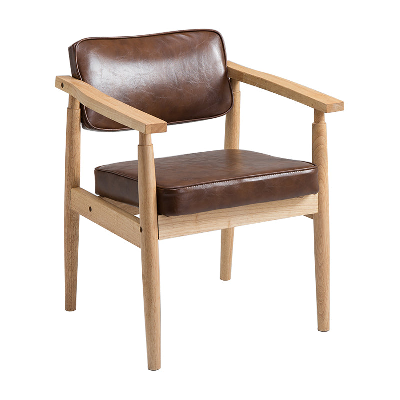 Country Style Dining Arm Chairs Open Back Leather Upholstered Armchair
