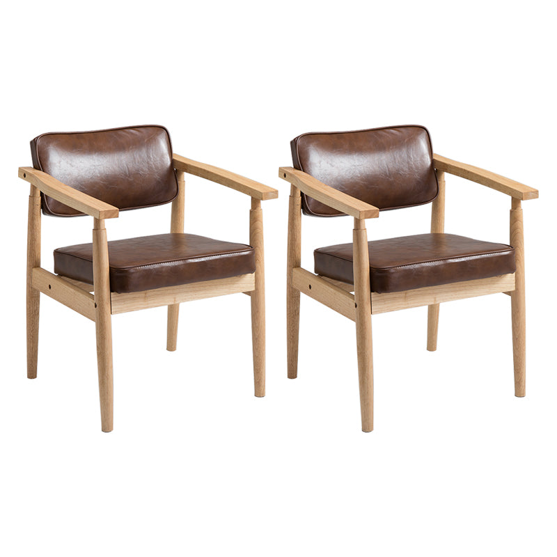 Country Style Dining Arm Chairs Open Back Leather Upholstered Armchair