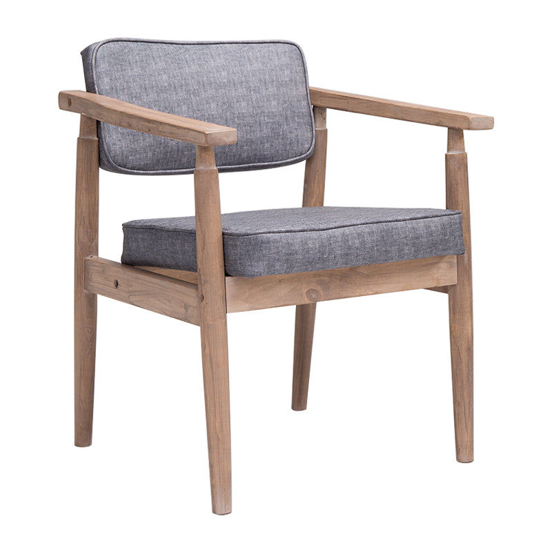Country Style Dining Arm Chairs Open Back Leather Upholstered Armchair