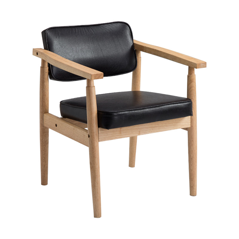 Country Style Dining Arm Chairs Open Back Leather Upholstered Armchair