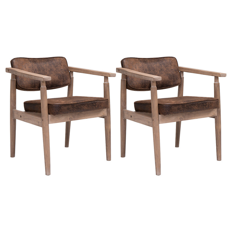 Country Style Dining Arm Chairs Open Back Leather Upholstered Armchair