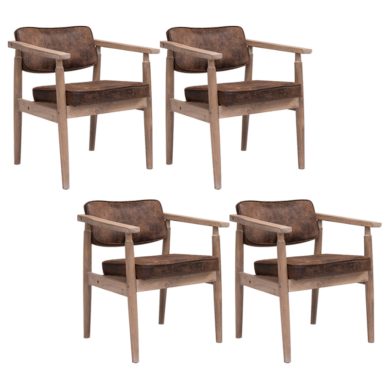 Country Style Dining Arm Chairs Open Back Leather Upholstered Armchair