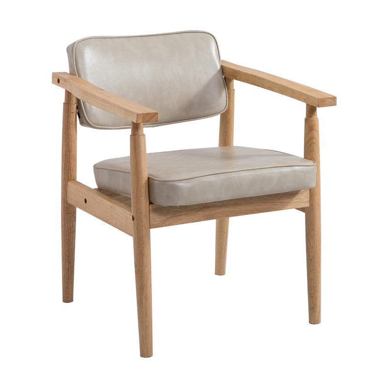 Country Style Dining Arm Chairs Open Back Leather Upholstered Armchair