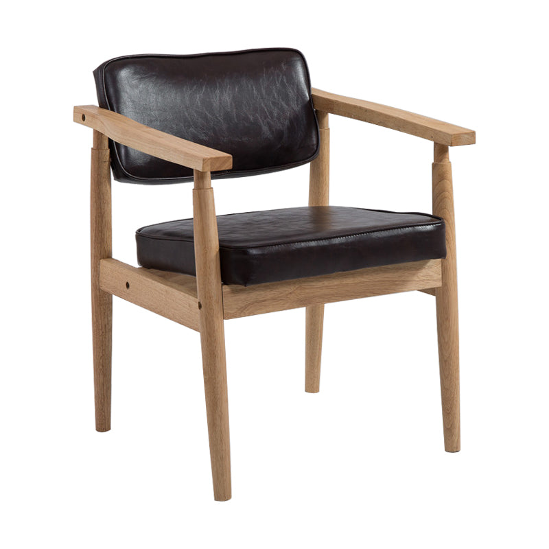 Country Style Dining Arm Chairs Open Back Leather Upholstered Armchair