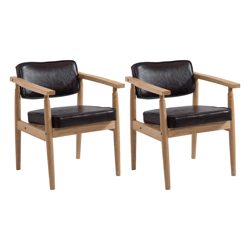 Country Style Dining Arm Chairs Open Back Leather Upholstered Armchair