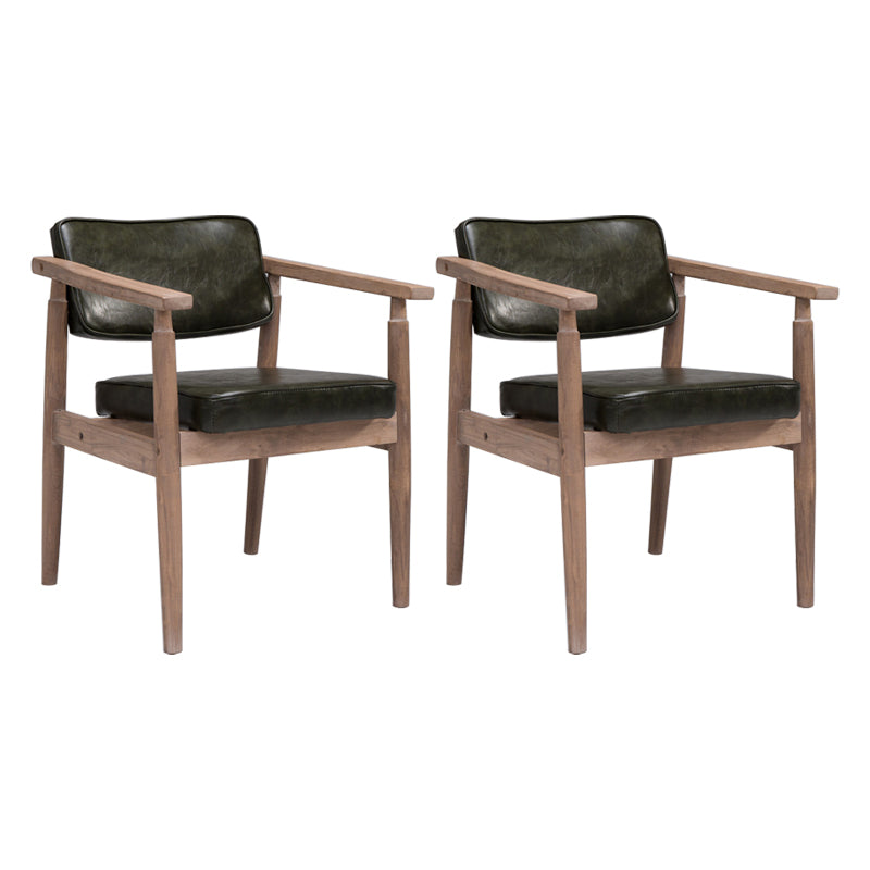Country Style Dining Arm Chairs Open Back Leather Upholstered Armchair