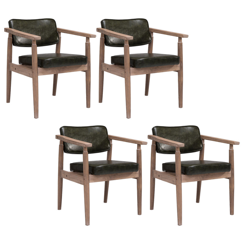 Country Style Dining Arm Chairs Open Back Leather Upholstered Armchair