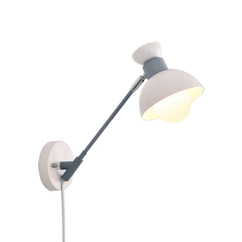 5.5"/6"/7" W Armed Wall Sconce Minimalism Metal 1 Head Wall Mounted Lighting in Grey for Living Room