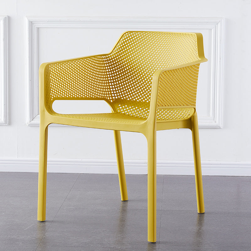 Chaises de bras empilables intérieures en plastique scandinave pour restauration en plastique pour la cuisine