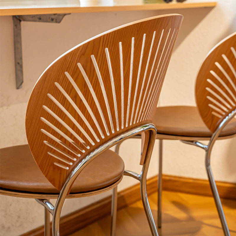 Scandinavian Style Open Back Dining Side Chair with Metal Legs Armless Side Chairs for Home