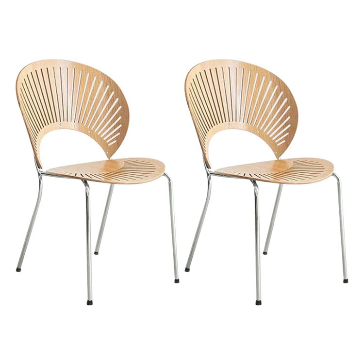 Scandinavian Style Open Back Dining Side Chair with Metal Legs Armless Side Chairs for Home
