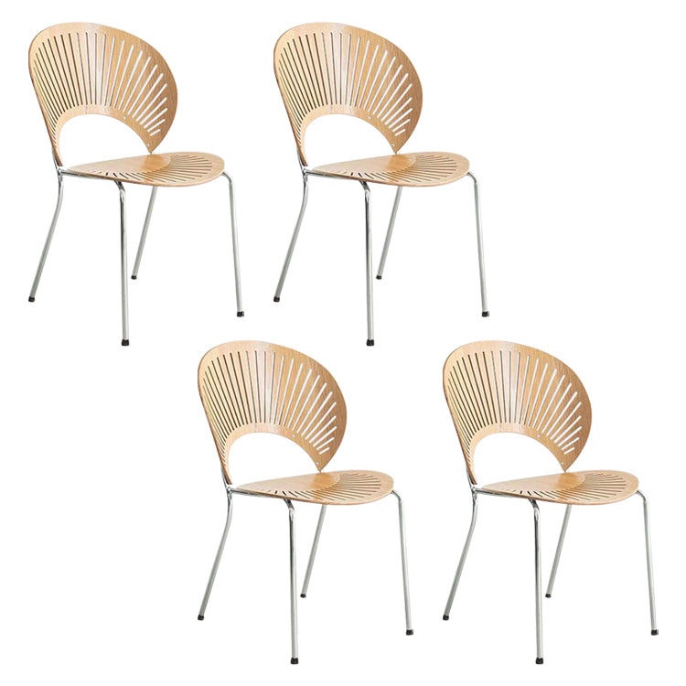 Scandinavian Style Open Back Dining Side Chair with Metal Legs Armless Side Chairs for Home