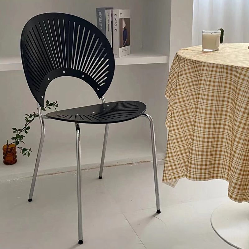 Scandinavian Style Open Back Dining Side Chair with Metal Legs Armless Side Chairs for Home