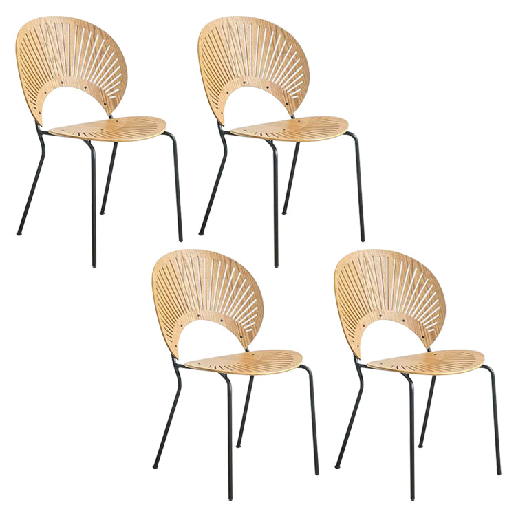 Scandinavian Style Open Back Dining Side Chair with Metal Legs Armless Side Chairs for Home