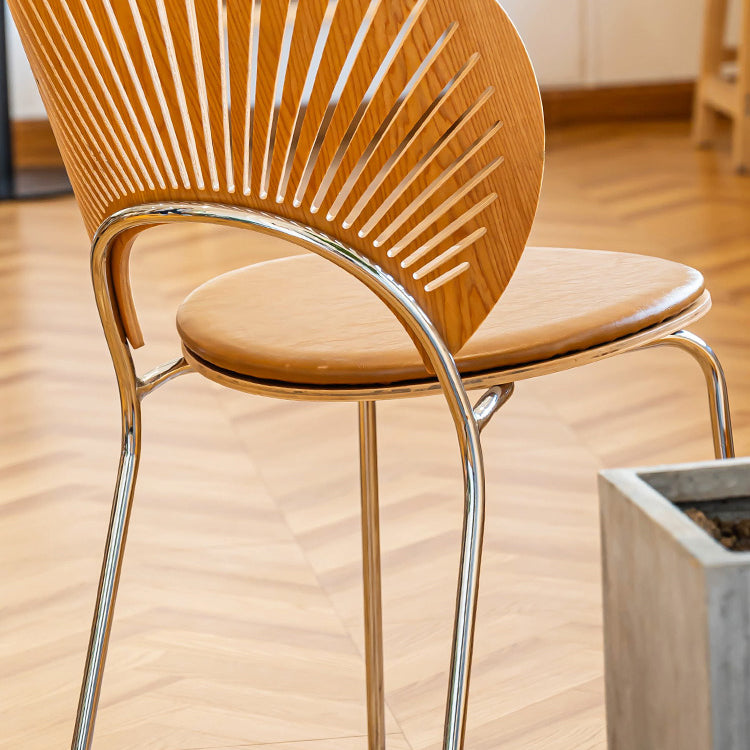 Scandinavian Style Open Back Dining Side Chair with Metal Legs Armless Side Chairs for Home
