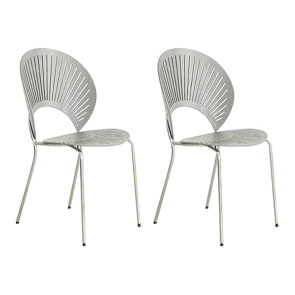 Scandinavian Style Open Back Dining Side Chair with Metal Legs Armless Side Chairs for Home